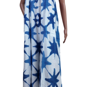 Tie-dye cotton linen jumpsuit